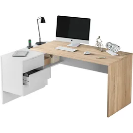 Habitdesign Schreibtisch – weiß 108x145x73h cm - Braun
