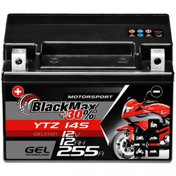 YTZ14S Motorradbatterie 12V 12Ah BlackMax Gel (DIN 51101)