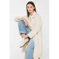 senses.the label Langjacke SENSES.THE LABEL, Damen, Gr. XS/S, weiß, Web, Material: 50% Wolle, 50% Polyester, unifarben, oversize lang, eingesetzt gerader Abschluss, Jacken Langjacke, mit langem Gehschlitz