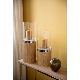 Fink Windlicht H:58cm Ø:20cm Edelstahl/Glas braun/silberfarben