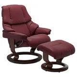 STRESSLESS Sessel mit Hocker Reno Classic Leder Rot Batick Bordeaux M (Medium)