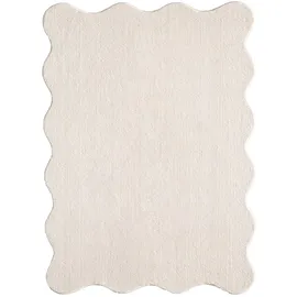 The CarPET Teppich THE CARPET "Relax Scallop kuschelig & Super Soft", beige, B:160cm L:220cm, Polyester, Teppiche, Teppich, Anti-Rutsch Unterseite, Waschbar bis 30 Grad, Felloptik