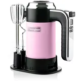 Westinghouse Retro Handmixer, 5 Geschwindigkeitsstufen + Turbofunktion, 2 Rührbesen, 2 Knethaken, LCD-Anzeige, Timer, Sockelboden, 350 Watt, pink