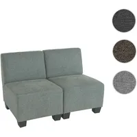 Modular 2-Sitzer Sofa Couch Lyon, Stoff/Textil ~ grau, ohne Armlehnen