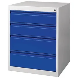 Nordwest Handel AG Schubladenschrank BK 600 H800xB600xT600mm grau/blau 4 Schubl.Einfachauszug