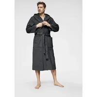 Bruno Banani Herrenbademantel BRUNO BANANI "Danny, Normallänge & Überlänge, auch in extra lang, Hotelbademantel" Gr. XXL, grau (anthrazit), L:125cm, Walkfrottee, Hausmäntel, mit Logostreifen, Herren Bademantel aus 100% Baumwolle, S-4XL
