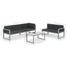 vidaXL Garten-Lounge-Set 3-tlg. schwarz 44448