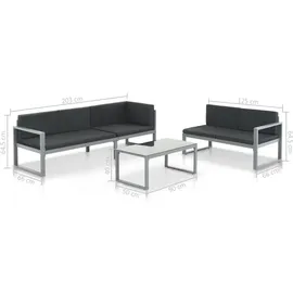 vidaXL Garten-Lounge-Set 3-tlg. schwarz 44448