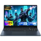 FUNYET 16-Zoll-PC Laptop, N150 Prozessor Notebook (bis zu 3,4 GHz), Win 11 Laptop, 16GB RAM 512 GB SSD, 1920 x 1200 FHD Laptops, Computer mit beleuchteter Tastatur, 6000 mAh Batterie,WiFi 5,BT 5.0