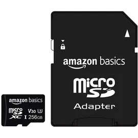 Amazon Basics MicroSDXC, 256 GB, mit SD Adapter, A2, U3, Lesegeschwindigkeit bis zu 100 MB/s, Schwarz