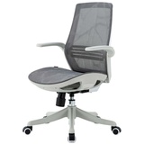 Mendler Bürostuhl HWC-J91, Schreibtischstuhl, ergonomische S-förmige Rückenlehne, Taillenstütze hochklappbare Armlehne grau