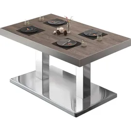 GGM Möbel Bistro Loungetisch 110 x 60 x 41 cm Light Wenge/Edelstahl