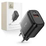 TECH-PROTECT C20W 2-Port-Netzwerk-Ladegerät Pd20W/Qc3.0 Schwarz
