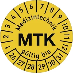 Dreifke® Prüfplakette Medizintechnik MTK 2026-2031, Polyesterfolie, Ø 30 mm, 10 Stk./Bog.