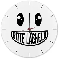 Speecheese Bitte lächeln Wanduhr aus Alu mit grinsendem Gesicht