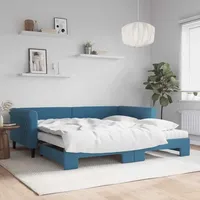 VidaXL Tagesbett Ausziehbar mit Matratzen Blau 100x200 cm Samt