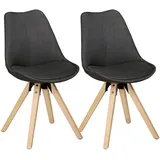 KADIMA DESIGN 2er Set Retro Esszimmerstuhl LIMA Anthrazit Polsterstuhl Stoff-Bezug Rückenlehne Design Küchen-Stuhl