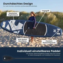 Home Deluxe SUP Board Stand Up Paddle Board MOANA 300 x 76 x 15 cm blau