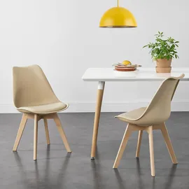 [en.casa] Esszimmerstuhl Fläten Kunstleder beige 6er Set