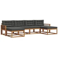 vidaXL Outdoor-Sofagarnitur mit Kissen 6 pcs Natur und Anthrazit