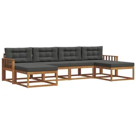vidaXL Outdoor-Sofagarnitur mit Kissen 6 pcs Natur und Anthrazit