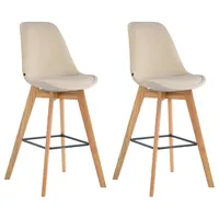 CLP 2er Set Barhocker Metz Samt creme/natura