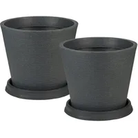 Scheurich 2er Set Blumentöpfe Coneo 40 mit Untersetzern, rund,