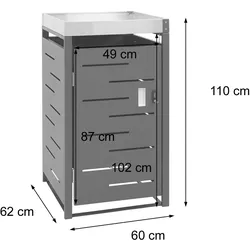 Mendler 1er-Mülltonnenverkleidung HWC-H40b, Mülltonnenbox, Pflanzkasten Edelstahl-Metall-Kombi 24kg 110x60x62cm erweiterbar