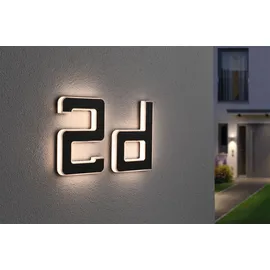 Paulmann LED Außen-Wandleuchte Solar Hausnummer, LED fest integriert, Warmweiß, LED-Modul, Hausnummern, Buchstaben wählbar, Akku wechselbar schwarz 16 cm x 23 cm x 3 cm