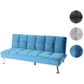 Mendler Sofa HWC-K21, Klappsofa Couch Schlafsofa, Nosagfederung Schlaffunktion Liegefläche 181x107cm ~ Samt, blau