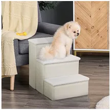 PawHut Hundetreppe 3 Stufen 48 cm Hoch Hunderampe Weiß