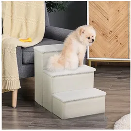 PawHut Hundetreppe 3 Stufen 48 cm Hoch Hunderampe Weiß