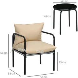 Outsunny - Gartenmöbel-Set - 58Lx58Wx66Hcm - Beige