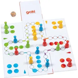 GOKI XXL Ludo im Würfel zum Aufklappen