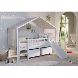 Vipack Hausbett Forrest 90 x 200 cm Buche massiv lackiert weiß