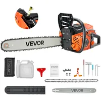Vevor 52-cc-Benzin-Kettensäge, 455 mm-Motorsäge, 2,4-PS-Säge mit rutschfestem Griff, zwei Kraftstofftanks und Not-Aus-Funktion, max.11800 U/min, zum Holzfällen, Baumbeschneiden und Roden