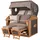 Mr. Deko Strandkorb Komplettset - bene living - Borkum XL Teak - PE grau - Modell 534 - inkl. Liftersystem