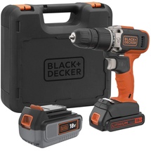 Black & Decker BCD003MEM2K-QW - Taladro Percutor 18V 2 Velocidades con 1 batería 4h Litio, 1 batería 2Ah Litio y maletín