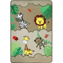 Primaflor-Ideen in Textil Kinderteppich »SAFARI, Made in Belgium«, rechteckig, 5 mm Höhe, Motiv Tiere der Savanne, Kinderzimmer Primaflor-Ideen in Textil braun B: 133 cm   1 St.