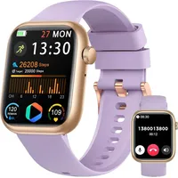 Smartwatch Damen Herren, 1.83" HD Schrittzähler/Blutdruckmessung/Pulsuhren/Telefonfunktion, Schlaftracker, 120+ Sportmodi, IP68 Wasserdicht Fitnes... - Lila