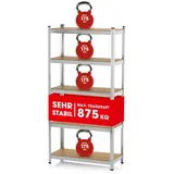 EasyMaxx Schwerlastregal EASYmaxx Silberfarben/Hellbraun