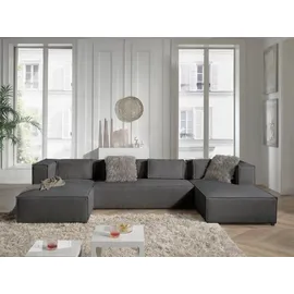 lisa design Stella Wohnlandschaft aus Cord 7-sitzer moderner Stil Dunkelgrau