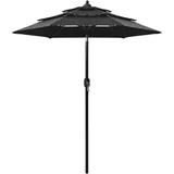 vidaXL Sonnenschirm Ø 200 cm Schwarz