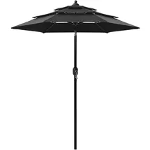 vidaXL Sonnenschirm Ø 200 cm Schwarz