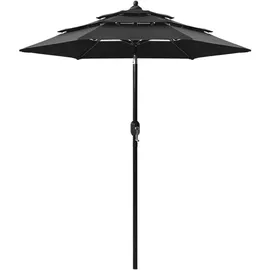vidaXL Sonnenschirm Ø 200 cm Schwarz