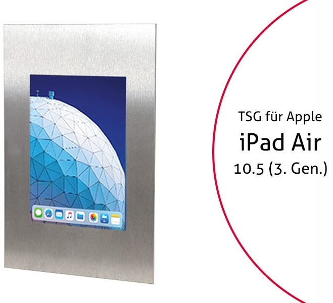 TabLines TWE073E Tablet Wandeinbau für Apple iPad Air 3 10.5 (2019), Edelstahl