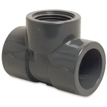 Mega Group - Mega T-stück 90° Pvc-u 50 Mm X 1 Zoll X 50 Mm Klebemuffe X Innengewinde X Klebemuffe 10 Bar, Grau