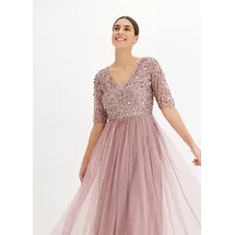 bonprix Abendkleid Tüll Pailletten Rosa 40