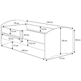 Kobi Kinderbett Max 140 x 70 cm Weiß