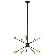 Elstead Lighting Kronleuchter Deckenlampe Hängelampe Sputnik Esszimmer LED 10 Flammig Schwarz